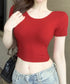 背中あきトップス カップ付き ブラトップ カットソー レディース 丸首ネックTシャツ バッククロス 韓国風 バックオープン 短い丈 無地お洒落ヨガウェア セクシー 89BEIM-001